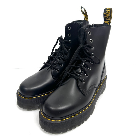 DR. MARTENS Jadon NEW Lace Up Platform Boots Size 10 Black Smooth Leather - Picture 4 of 16